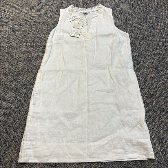Tommy Bahama Dresses & Skirts - Tommy Bahama Two Palms Double Ruffle Dress Linen In White New Size Medium